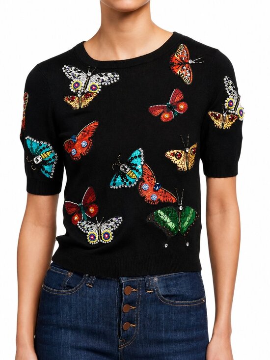 Alice + Olivia Sweaters - NWT Alice + Olivia Ciara Butterfly Embroidered Sweater Medium M